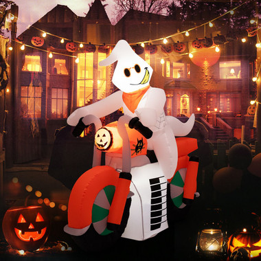 5-Foot Halloween Inflatable Ghost Riding Motorbike with LED Lights product image
