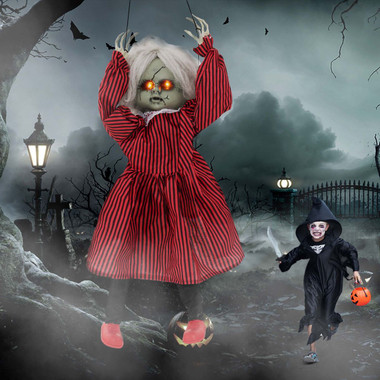 2.8-Foot Halloween Animated Creepy Doll with Recorded Phrases & LED Glowing Eyes product image