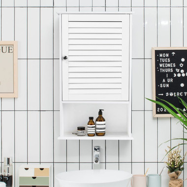 Bathroom Wall-Mounted Storage Cabinet with Single Door & Height-Adjustable Shelf product image