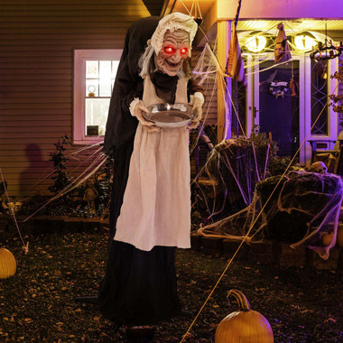 5.2-Foot Halloween Animated Old Lady with Candy Dish product image