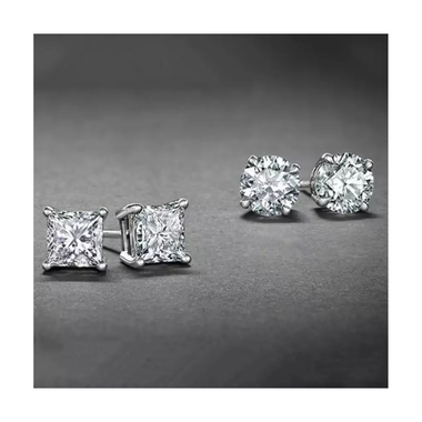 Round and Princess Stud Earring Set (2-Pair) product image