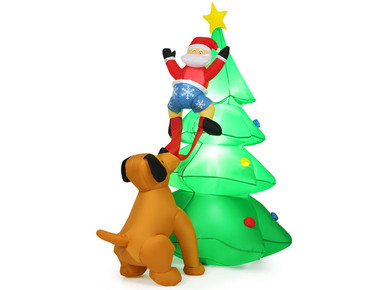 Inflatable 6.5' Dog Fetching Santa with LED Lights product image