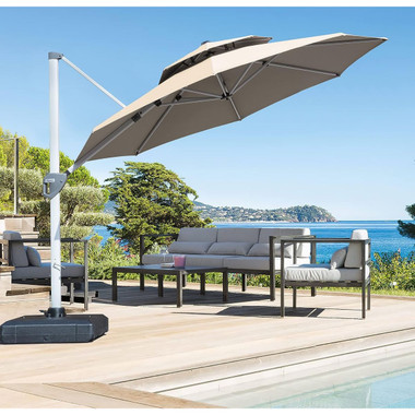 10-Foot Round Cantilever Patio Umbrella, Double Top product image