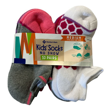Member's Mark Girl's No Show Cushioned Footbed Socks (10-Pack) product image