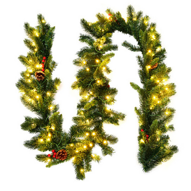 Pre-lit Artificial 9Ft Christmas Garland Red Berries product image
