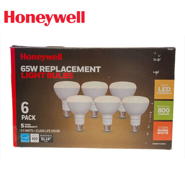 Honeywell Dimmable 800 Lumen BR30 LED Light Bulbs, Warm White (6-Pack) product image