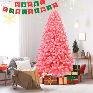 7.5-Foot Pink Artificial Fir Christmas Tree with Metal Stand product image