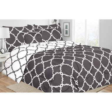 5-Piece Reversible Comforter Set with Throw Pillows product image