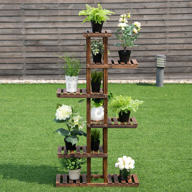 6-Tier Garden Wooden Shelf Storage Plant Rack Stand product image