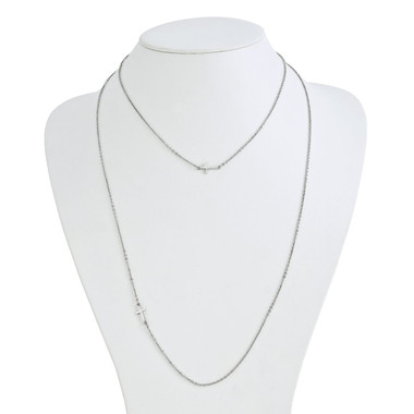 Layered Cross Stainless Steel Cable-Chain Necklace  product image