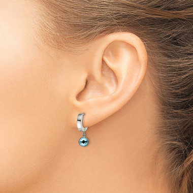 Stainless Steel Dangle Hoop Earrings with Blue Preciosa Crystals product image