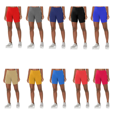 Women's Slim-Fit Comfy Stretchy Elastic Waistband Biker Shorts (5-Pack) product image