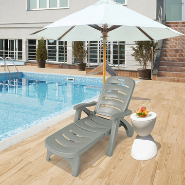 5-Position Adjustable Folding Lounger Chaise Chair on Wheels product image