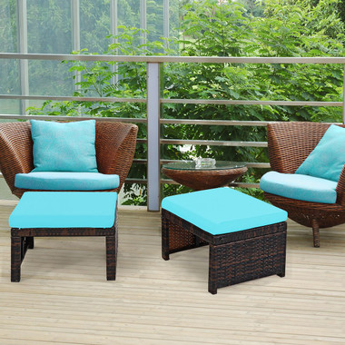 Patio Rattan Ottomans with Soft Cushion for Patio and Garden (2-Pack) product image