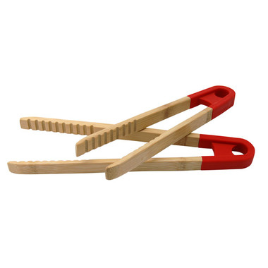 Le Chef™ Tan Bamboo 12-Inch Tongs (Set of 2) product image
