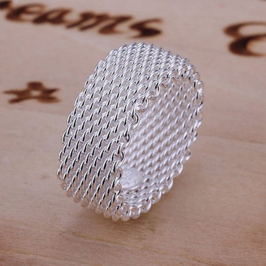 Sterling Silver-Plated Woven Mesh Ring product image