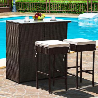 Costway 3-Piece Patio Rattan Wicker Bar Dining Set product image