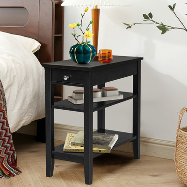 Narrow 3-Tier Side End Table with Drawer  product image