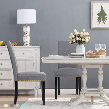 Costway Fabric Dining Chairs with Nailhead Trim (Set of 4) product image