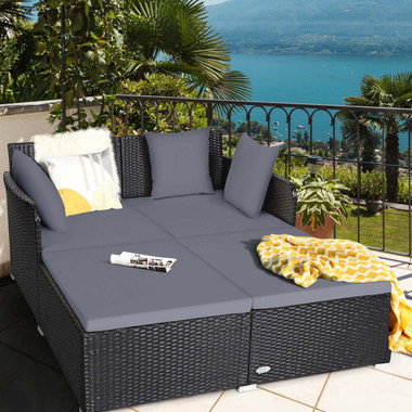 Patio Rattan Daybed with Cushioned Pillows product image