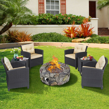 Costway 7-Piece Patio Wicker Furniture Set with Gas Fire Pit  product image