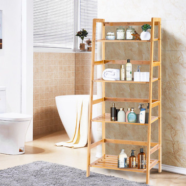 4-Tier Bamboo Bookshelf Ladder Shelf Plant Stand Rack product image