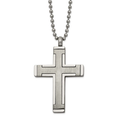 Titanium 22-in Brushed and Polished Cross Necklace product image