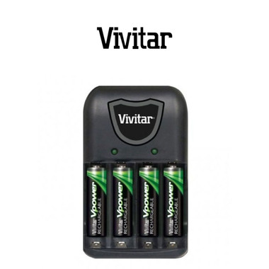Vivitar Vpower Compact Battery Charger with 4 x AAA NiMH Batteries product image