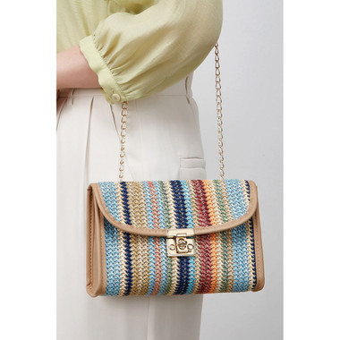 Azariah Striped Crochet Flapped Bag product image
