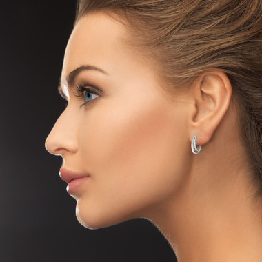 Diamond Accent J Hoop Earrings product image