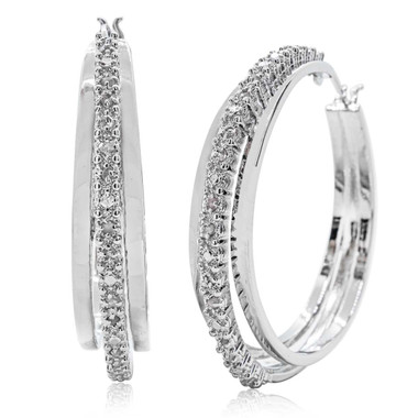 1/2-Carat Diamond Hoop Earrings, 1.5 Inches product image