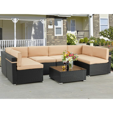 7-Piece Outdoor PE Wicker Rattan Patio Furniture Set product image