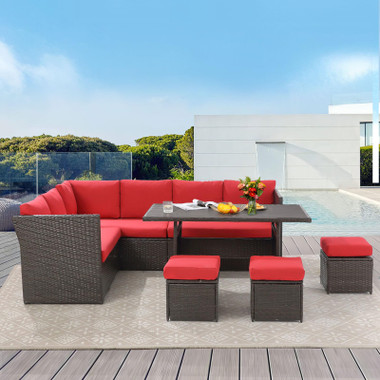 7-Piece Outdoor All-Weather Rattan Wicker Sectional Sofa Set product image