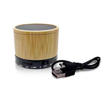 Zummy Bamboo Mini Portable Cylinder Bluetooth Speaker product image