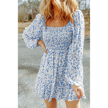 Alanna Boho Floral Smocked Puff-Sleeve Mini Dress product image