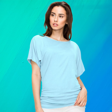 Women's Solid Short Sleeve Boat Neck V-Neck Dolman Top product image