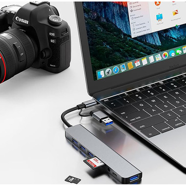 8-in-1 USB-A & USB-C Hub with TF/SD Card Reader & 3.5mm Audio product image