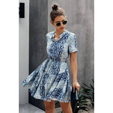 Women's Wild Print Drawstring Mini Dress product image