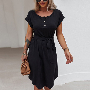 Women's Henley Front Short Sleeve Easy Dress product image