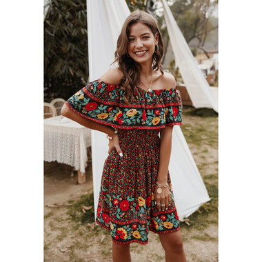 Women's Boho Blossom Off-Shoulder Dress product image
