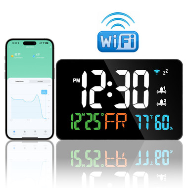 Digital Alarm Clocks for Bedrooms,Dual Alarms,Temperature,Humidity,Date,Snooze,Accurate time,Easy to Read For Kid Elder(White) product image