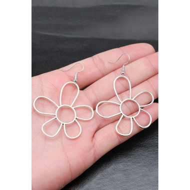 Silvery Alloy Hollowed Flower Hook Earrings product image