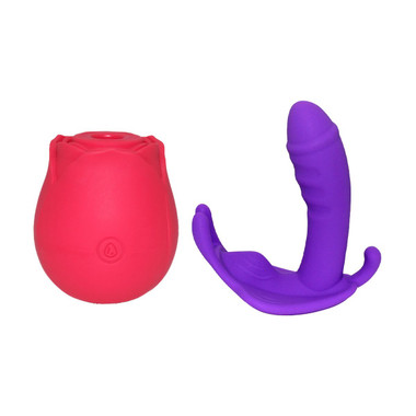 Wireless Waterproof Panty Vibrator & Rose Suction Vibrator Bundle product image