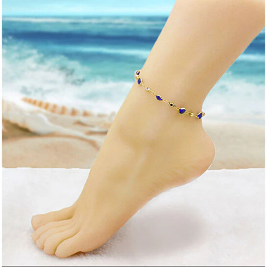 10-Inch 18K-Gold-Filled Blue Crystal Anklet product image