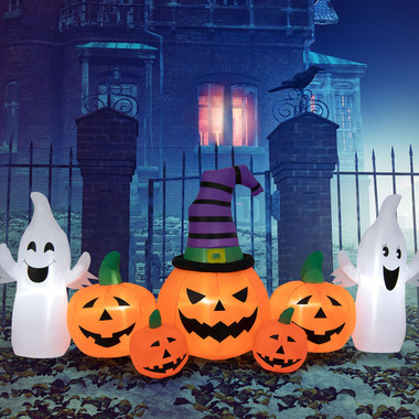 9-Foot-Long Halloween Inflatable Pumpkins with 2 Ghosts product image