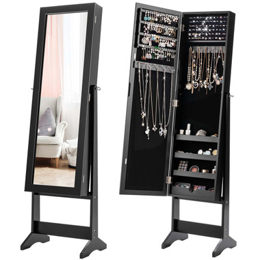 Mirrored Standing Jewelry Cabinet Storage Box product image