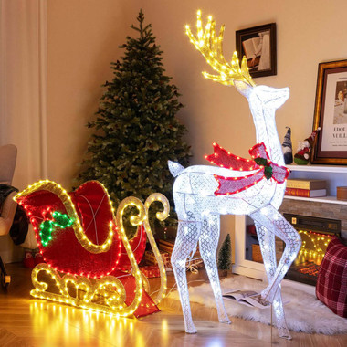 Lighted Reindeer & Sleigh Set  product image