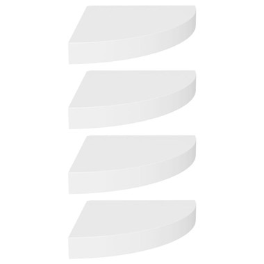 Floating Corner Shelves 4 pcs White 9.8"x9.8"x1.5" MDF product image