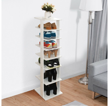 White Wooden 7-Tier Shoe Organizer Rack product image