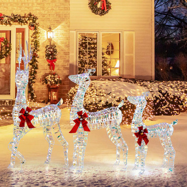 3-Piece Lighted Christmas Reindeer Family with LED Lights product image